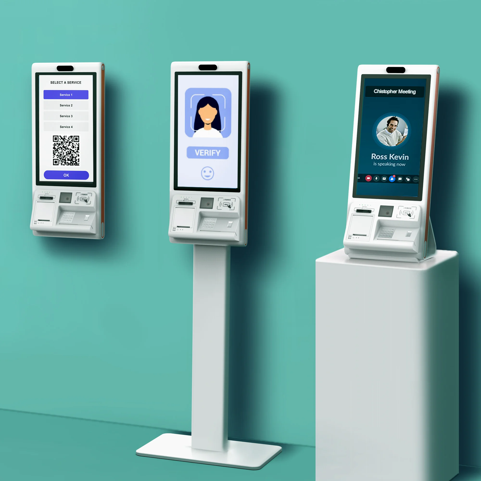 21.5INCH TOUCH SCREEN DESKTOP FLOOR STANDING WALL MOUNTED Self-service Kiosk for Identity Verification