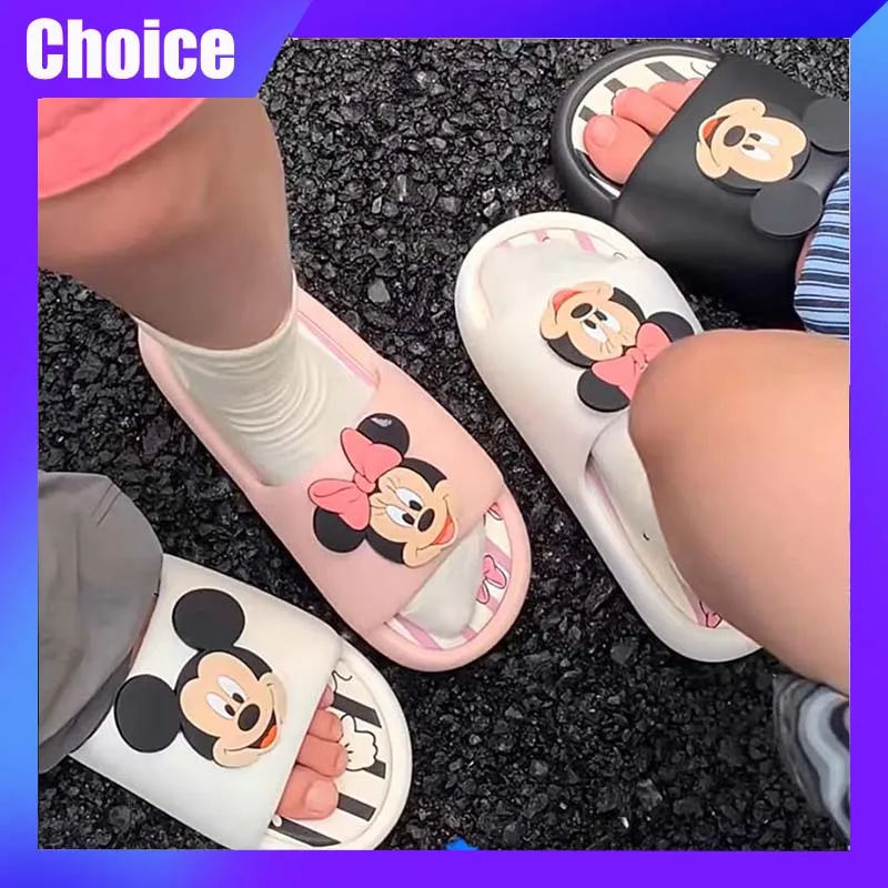 

Disney Mickey Minne Kid/Adult Slippers Cartoon Cute Summer Vacation Beach Sandals Casual Fashion In/Outdoor EVA Slippers Gift