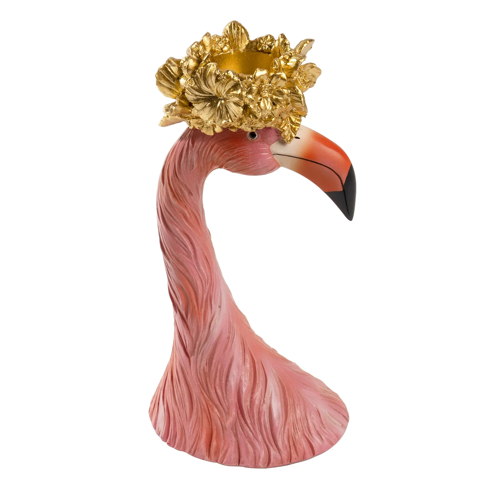 Red Flamingo Tea Light Candle Holders, Resin Decorative Golden Flower Candle Stick Holders Stand Decor Home Table Centerpiece