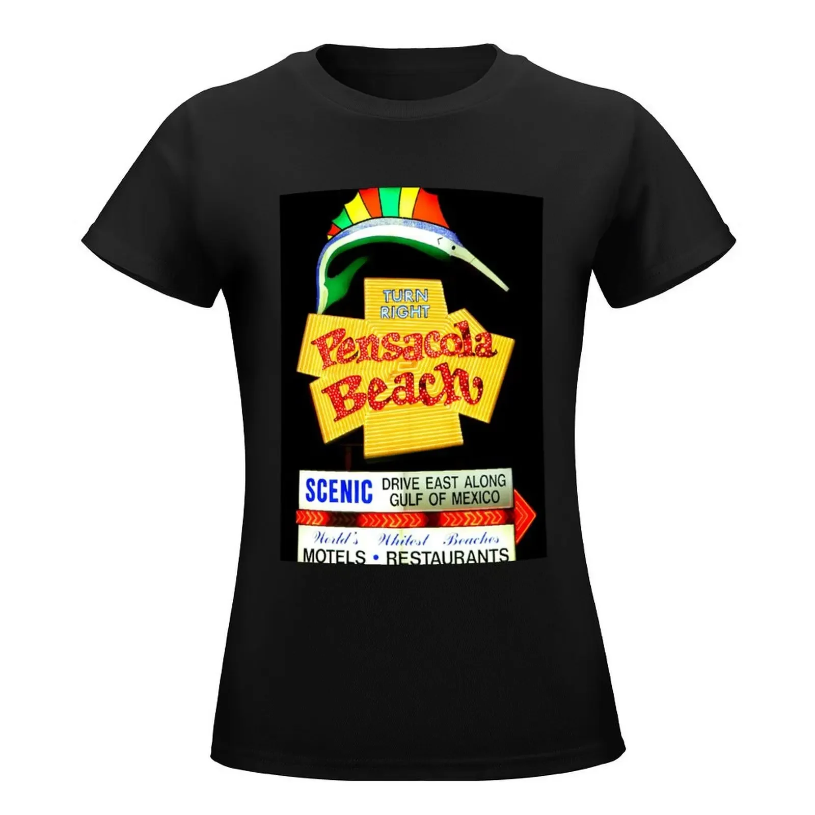 Pensacola Beach Turn Right T-Shirt female summer top aesthetic clothes graphics t shirts for Women