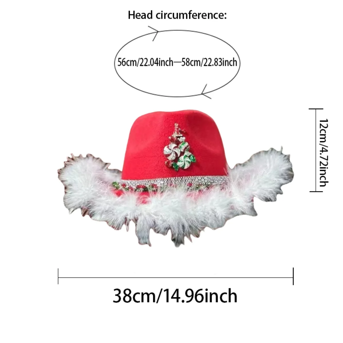 HongLuan witte pluche kostuumhoed volwassene, cowboyhoeden strass voor dames, cowboy cosplay vrouwelijke accessoires en cowgirl pet