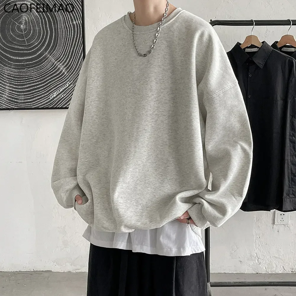 2025 Caofeimao Autumn Men Casual Sweatshirts Harajuku Printed Men Oversized Hoodies  Korean Man Casual Loose Pullovers
