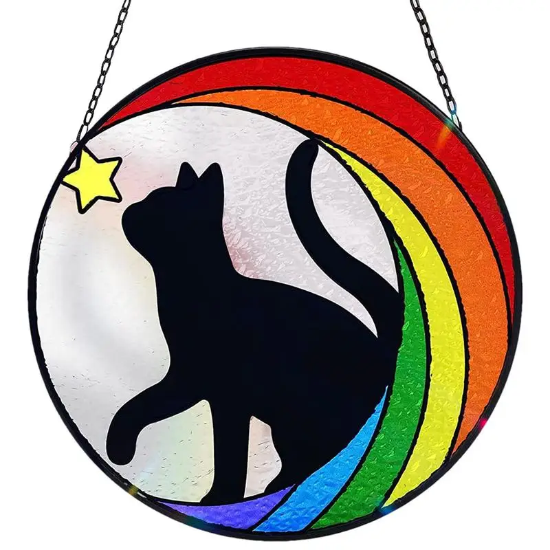 

Memorial Suncatcher Angel Dog Cat Memorial Ornament Pet Themed Sympathy Bereavement Black Cat Window Hang Decor For Pet Lost