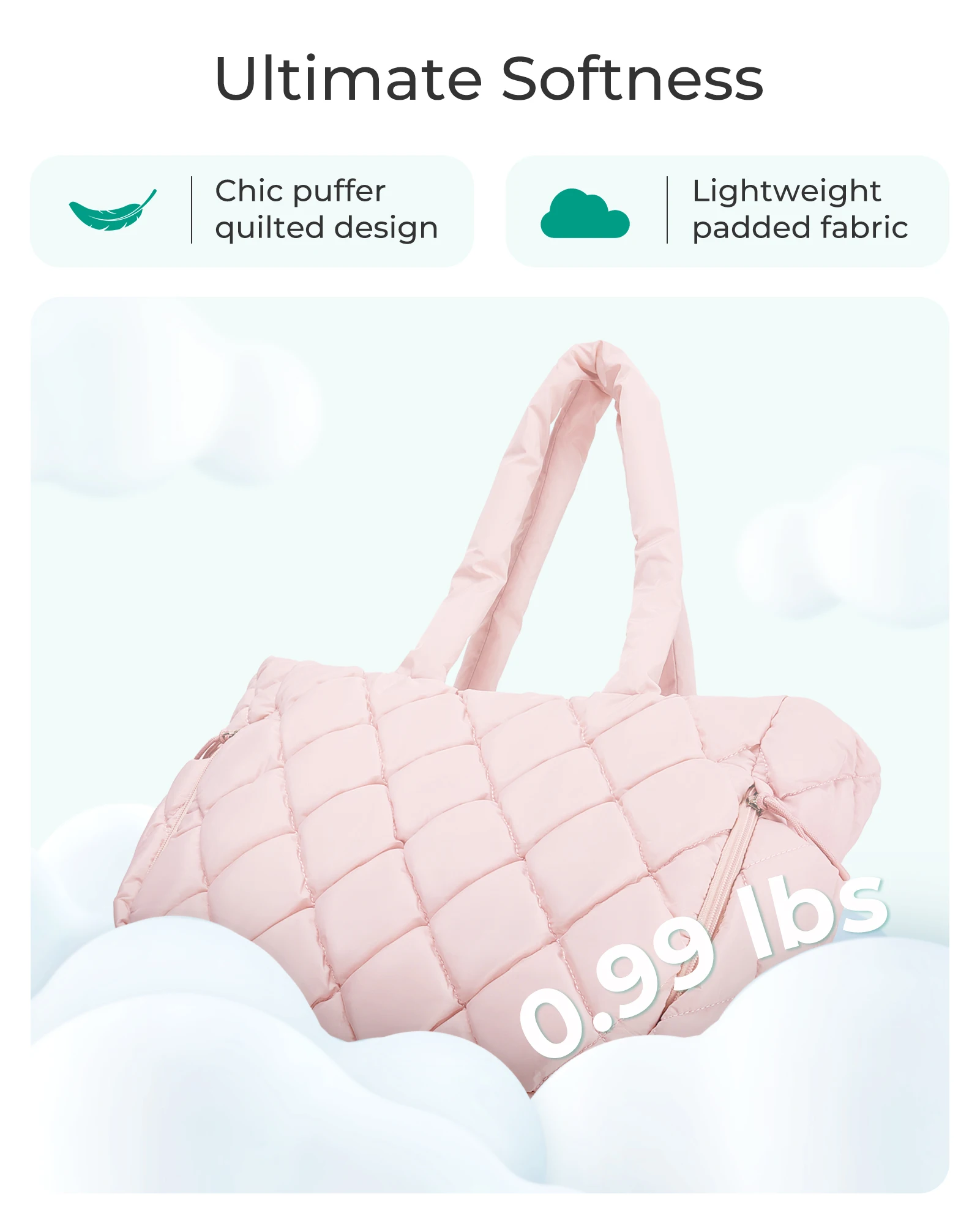 BAGSMART Quilted Puffy Tote Bag Women Work Bag with Compartments Minimalist Trendy Padded Shoulder Handbag For Daily Commute