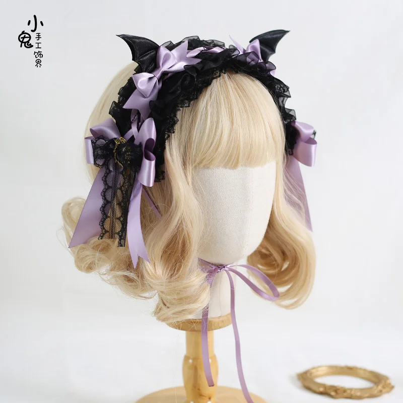 Đậm Lolita Kẹp Tóc Gothic Cánh Kẹp Tóc Kẹp Tóc Nữ Dễ Thương Halloween Mũ Đợi Đầu Đa Năng KC Cung Phụ Kiện Tóc