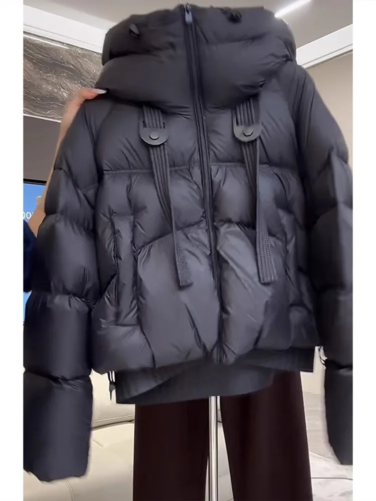 

Новая женская повседневная куртка-пуховик 2026 года с капюшоном, свободного кроя, универсальная, из хлопка, в корейском стиле, с длинными рукавами, на молнии