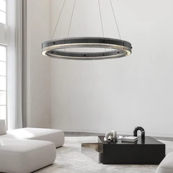 Modern Led Chandelier Steel Glass Circle Minimalism Hanging Chandelier Lighting Home Decor Led Luminarias Indoor Lamp Fixtures