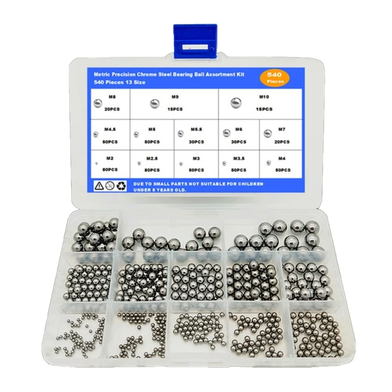 540pcs/set Steel Ball Bearing Ball Steel Ball Metal Ball Bearing Assortment set for heel Precisions Inner Bearing