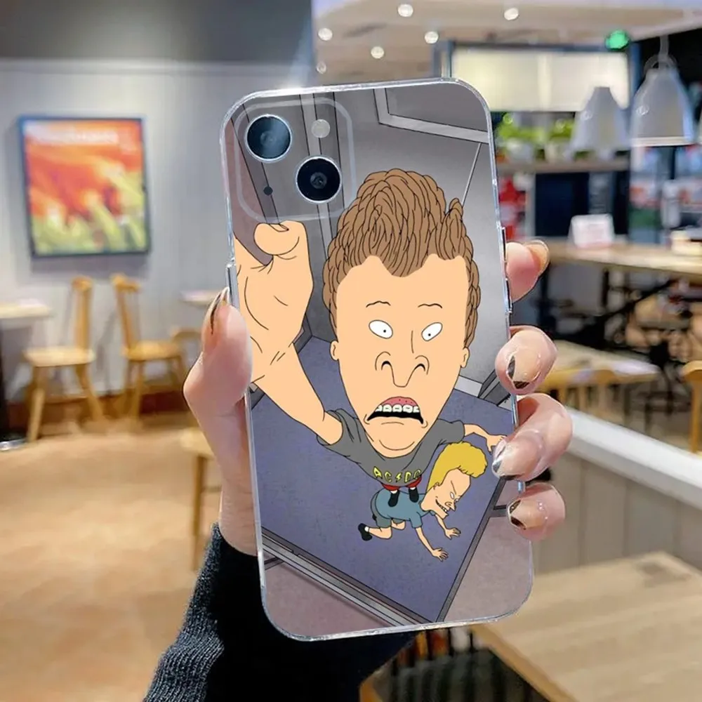 B-Beavis And Butthead Phone Case For iPhone 15,14,13,12,11 Plus,Pro,Max,XR,XS,X,7,8 Plus,SE,Mini Transparent Silicone Soft