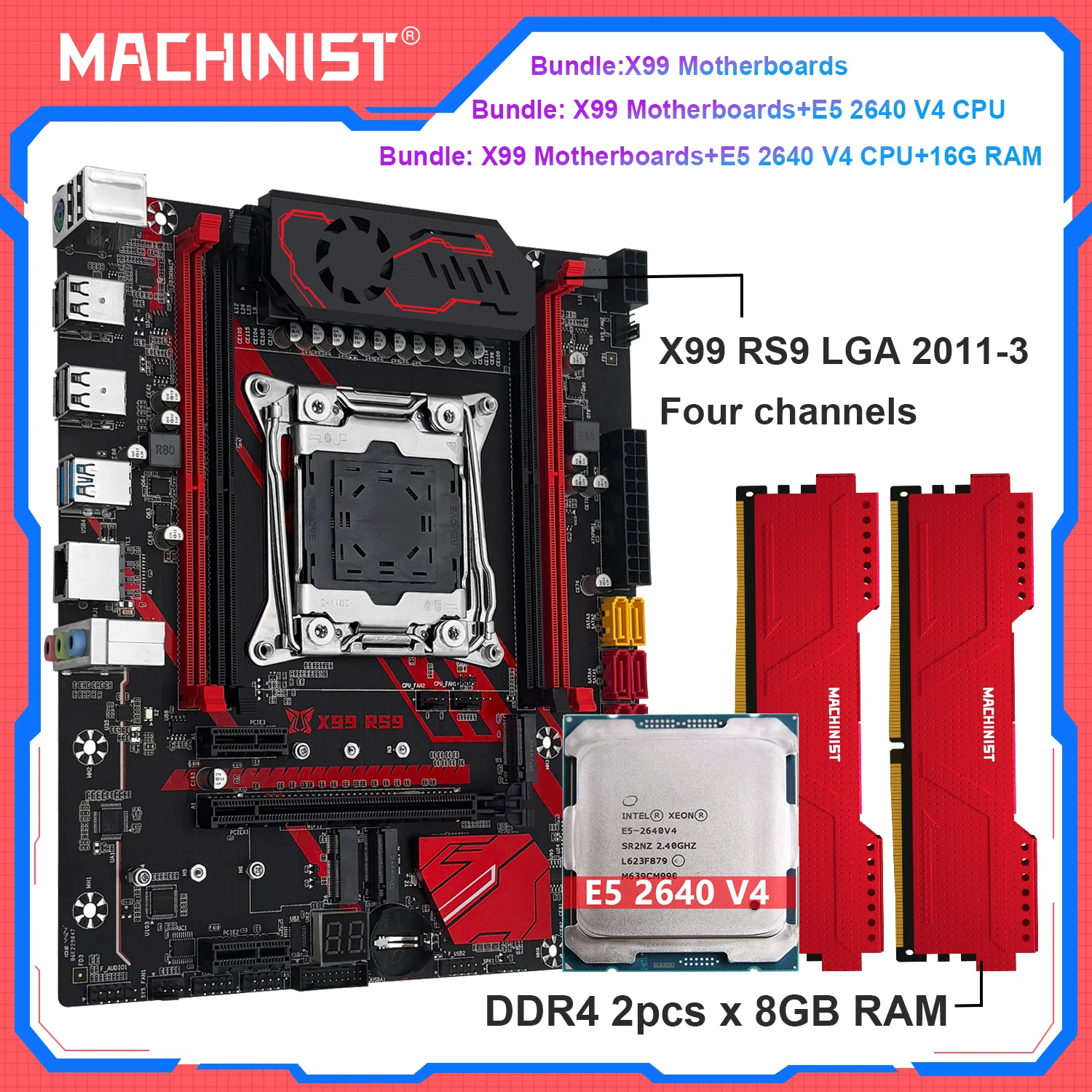 

Комбинированная материнская плата MACHINIST X99 RS9 с поддержкой LGA2011-3 Xeon Kit E5 2640 V4, процессор DDR4, 16 ГБ 2666 МГц, память NVME M.2, четырехканальный