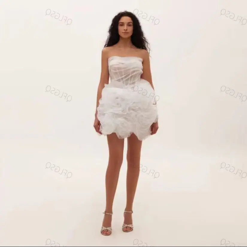 Chic floral tubo vestidos curto feminino vestido formal branco moda mini comprimento novo projetado em camadas vestidos de baile extra inchado