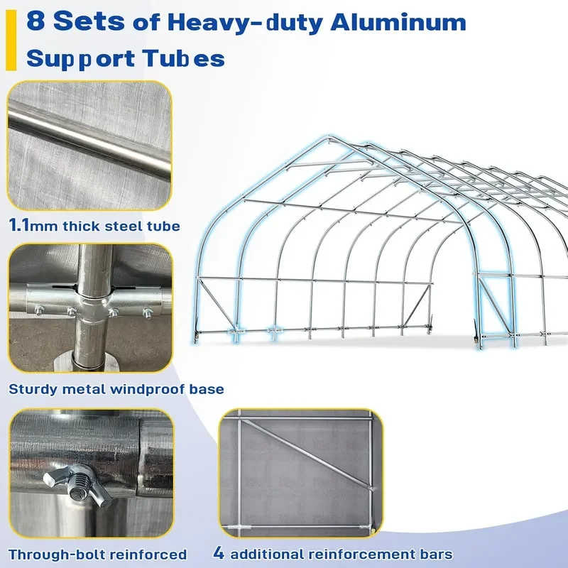 20x30 FT Reinforced Heavy Duty Carport Galvanized Steel Frame with Through Bolt Reinforcement Garage Shelter and Outdoor