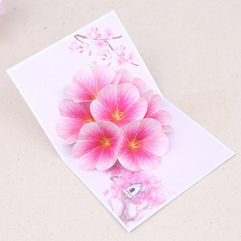 3D for Pop Up Peach Blossom Card Surprise Card Men Women Wife Husban Kids Friend Dropship