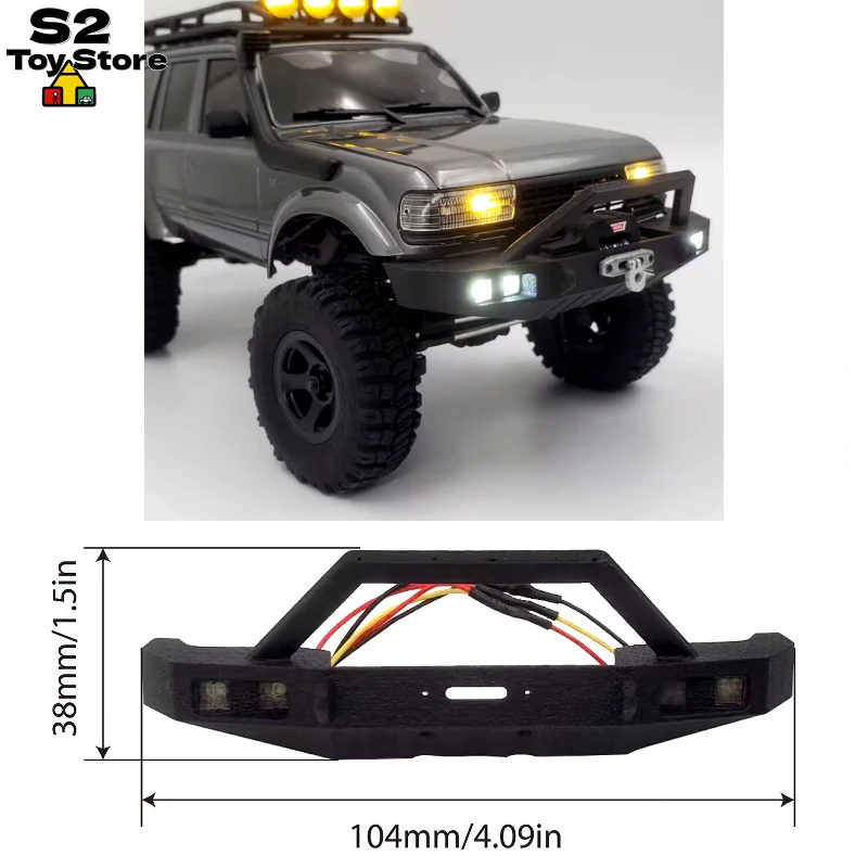 Simulation Rc Front Bumper With Led Light For Fms Fcx18 Lc80 1 18 Scale Rc Crawler Car Remote Control Upgrade Part In Stock
