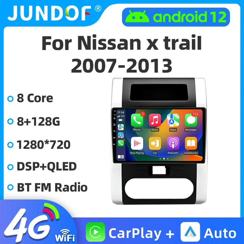 

Автомагнитола Jundof для Nissan X-Trail 2 T31 XTrail 2007-2013, мультимедийный видеоплеер, навигация 2 Din, автомагнитола Carplay 4G GPS