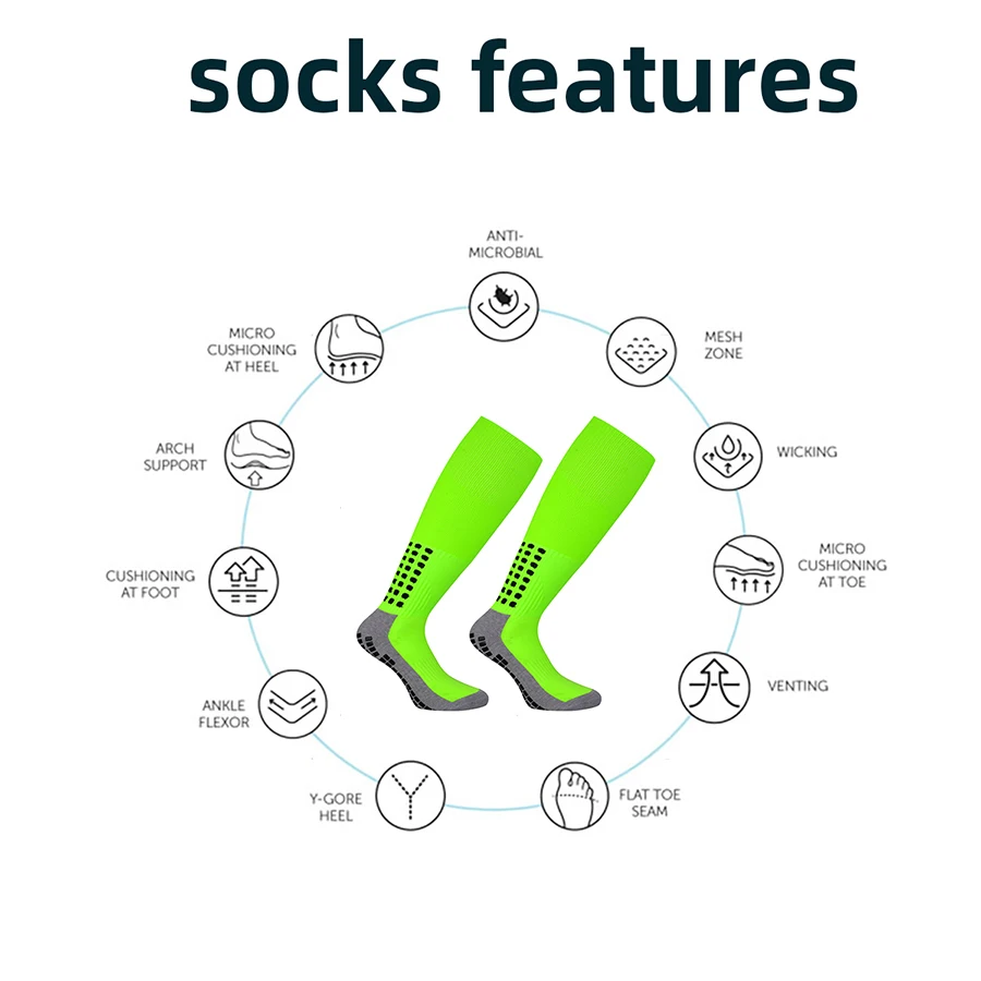 ANTI SLIP Football Socks Mid Calf Non Slip Silicone Bottom Soccer Socks Mens Mid Calf Cycling Sports Socks