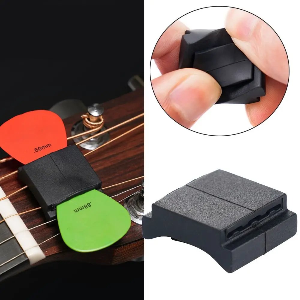 Black Rubber Guitar Pick Holder Fix On Headstock For Bass Electric Guitar Accessories