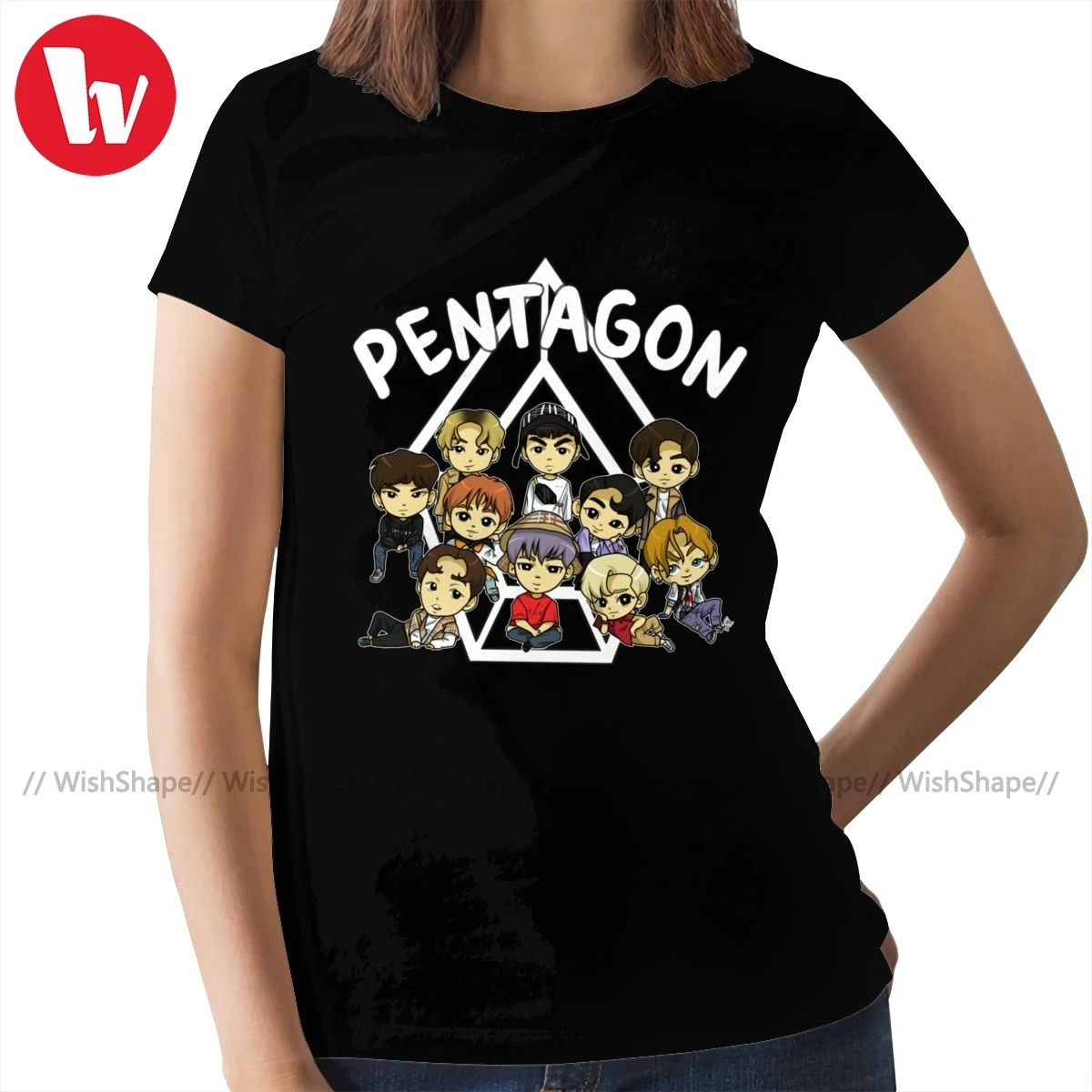 Camiseta Pentagon Kpop, camiseta PENTAGON Shine, camiseta de manga corta de talla grande para mujer, camiseta divertida para mujer