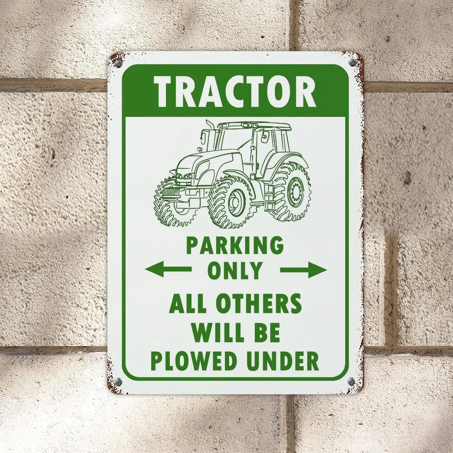 Warning Aluminum Sign Tractor Parking Only Road Tin Metal 16x12in UV Protected Fade Resistance Wall Plaque For Home Kitchen Men