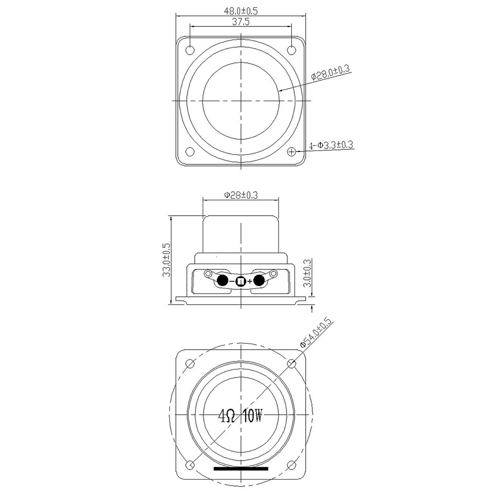 미니 오디오 휴대용 스피커, 풀 레인지 스피커, 고무 사이드 NdFeB 마그네틱 스피커, 4 Ohm, 10W, 48mm, 53mm