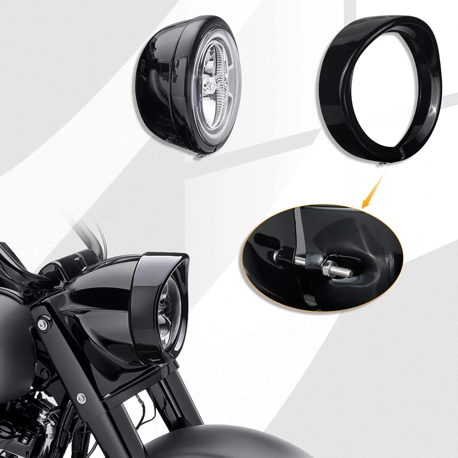 Motorcycle Headlight Trim For Harley Touring Road King Electra Glide Softail FLD/FLH Parts 7