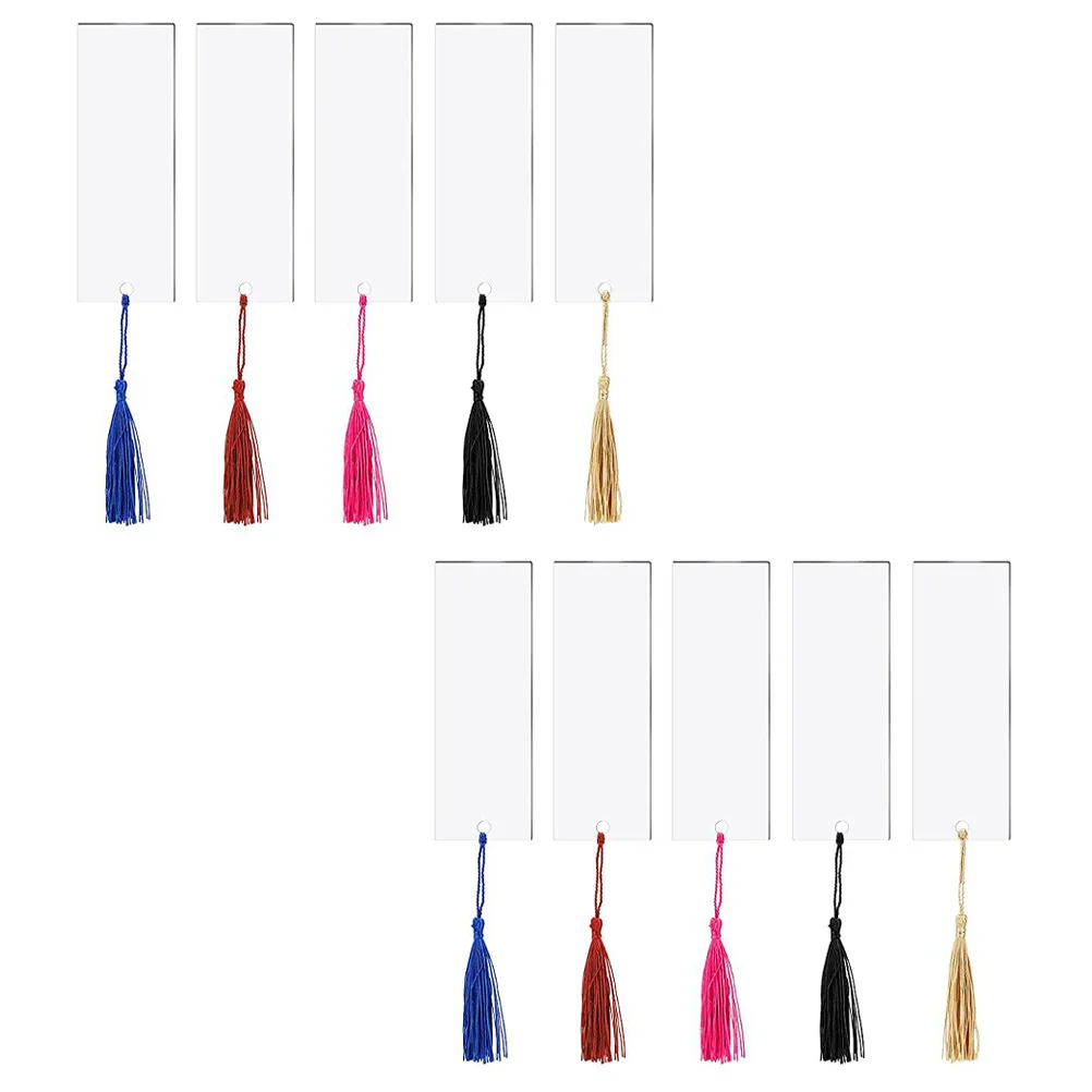 

10 set Tassel Decor Bookmarks Acrylic Transparent Bookmark Page Marker Gift Tassels Book Marker Diy Pendant For Books
