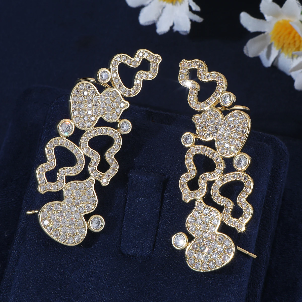 Gourd shaped zircon earrings coated with hollow drill decorative earrings for weddings, parties, and women's earrings A0378
