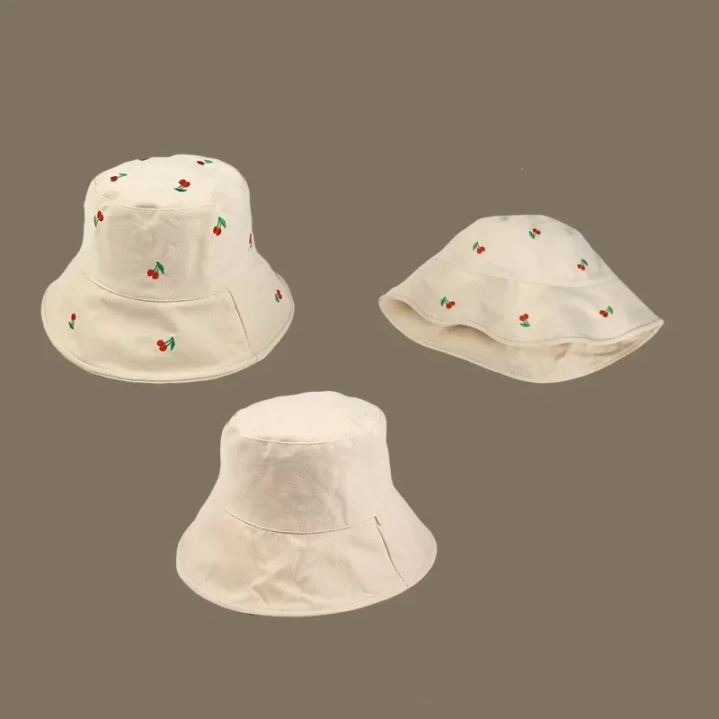 Embroidery Double Sided Summer Outdoor Women Girls Fashion Designer Bucket Street Outdoor Cap