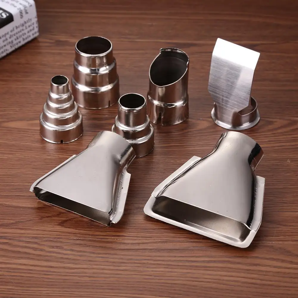7Pcs Heat Gun Air Nozzles Kit Stainless Steel Hot Air Gun Nozzles Air Outlet Diameter 35mm Nozzles Electric Kit Industrial Tools