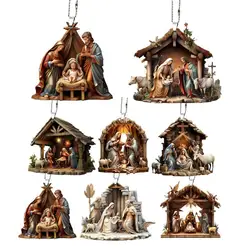 Christmas Nativity Scene Ornaments The Birth Of Jesus Decor Nativity Scene Acrylic Decoration For Christmas Tree car