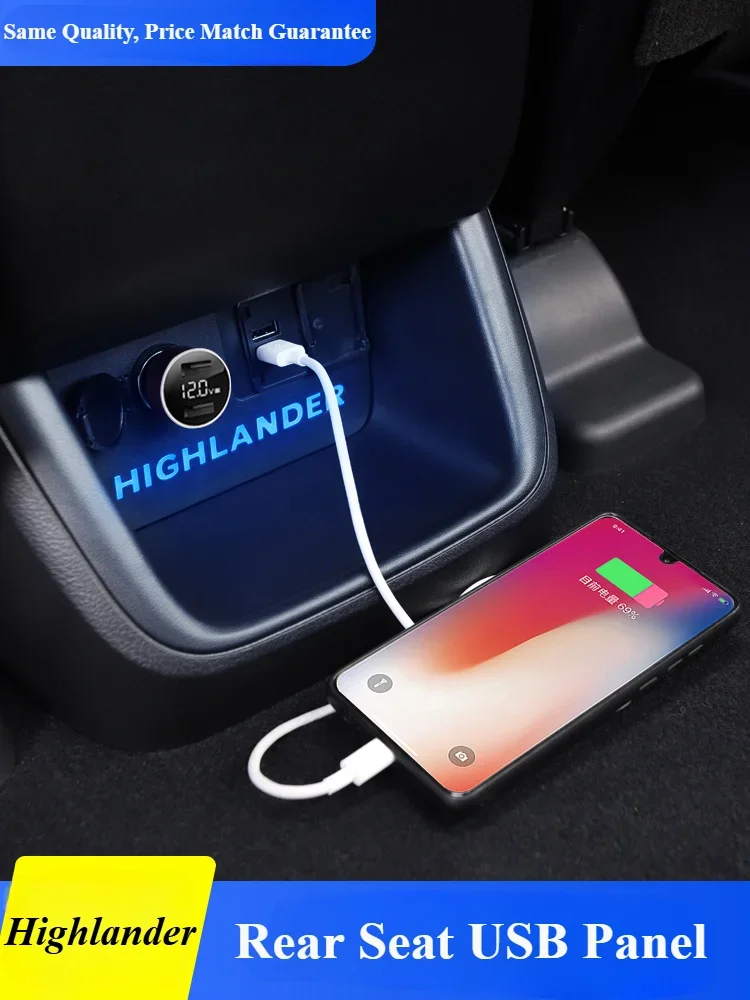 

For 15-20 Toyota Highlander Dual USB Charger Socket Car Fast Charger Socket Panel with Smart Matching Automotive modification