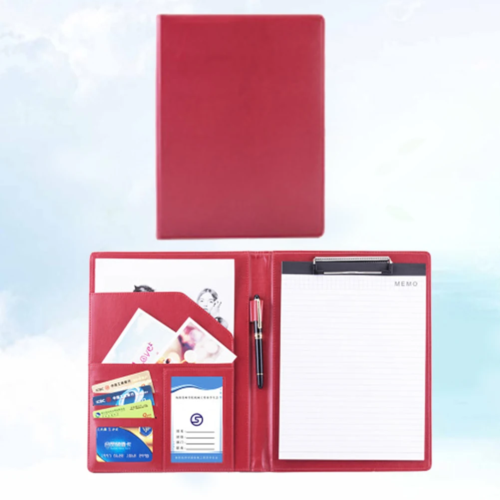 

A4 Office Folder File Folder Portable Document Holder Organizer Business Notes Recipes Receipts Supplies Red