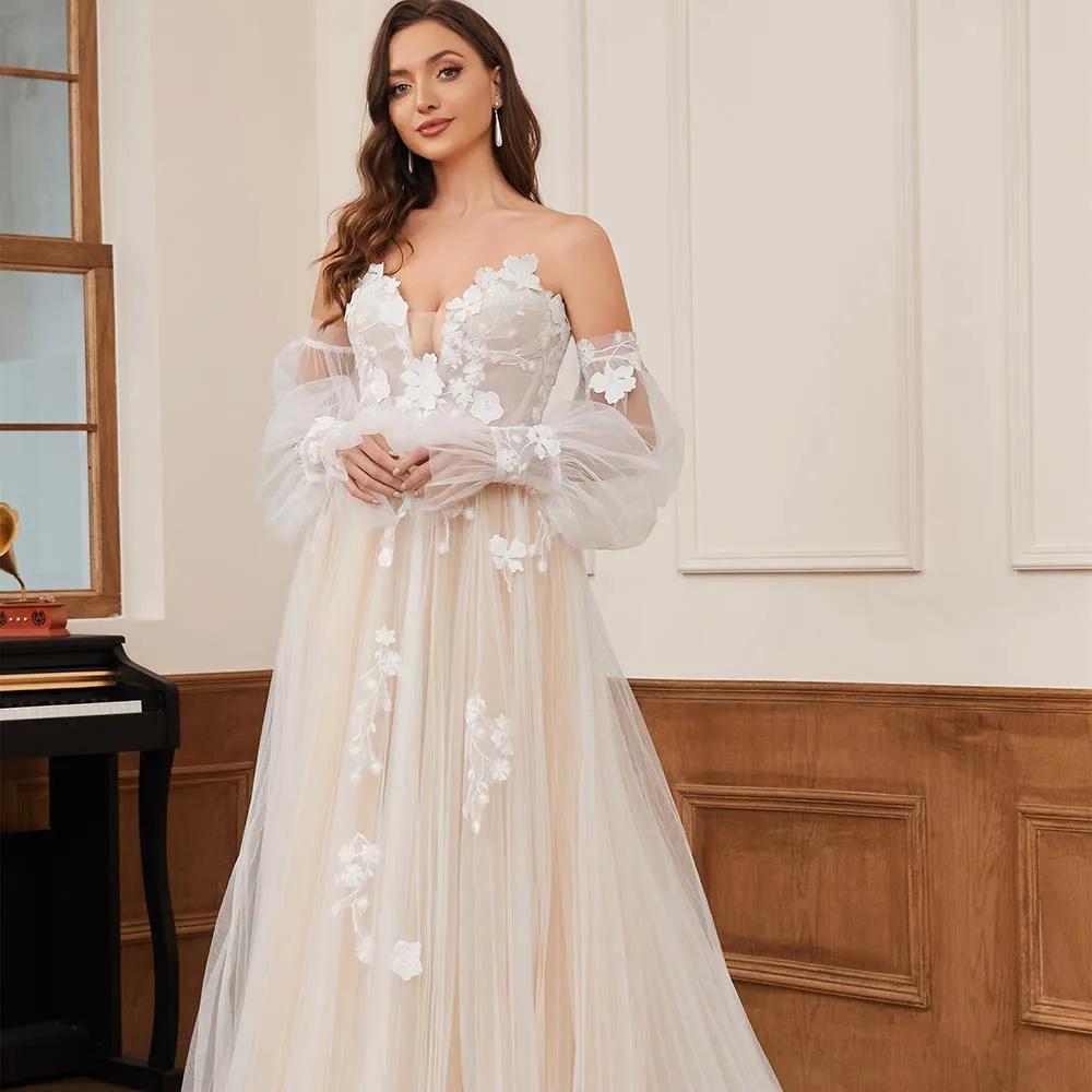 Elegante destacável fora do ombro a linha vestidos de casamento clássicos para mulher jancember rl246