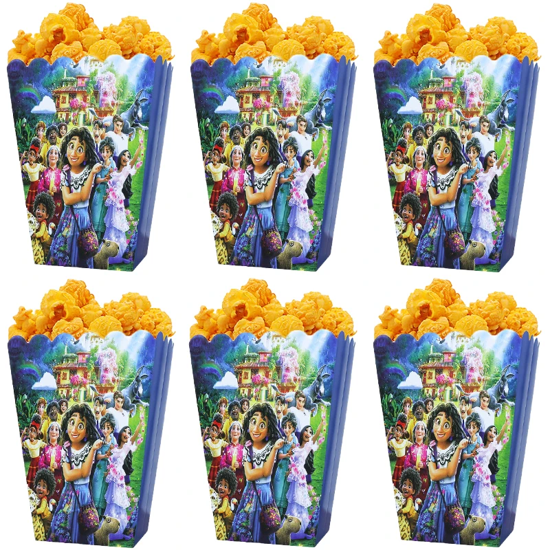 

12/6pcs Disney Encanto Birthday Party Decorations Disposable Paper Popcorn Boxes Baby Shower Wedding Birthday Gift Party Decor