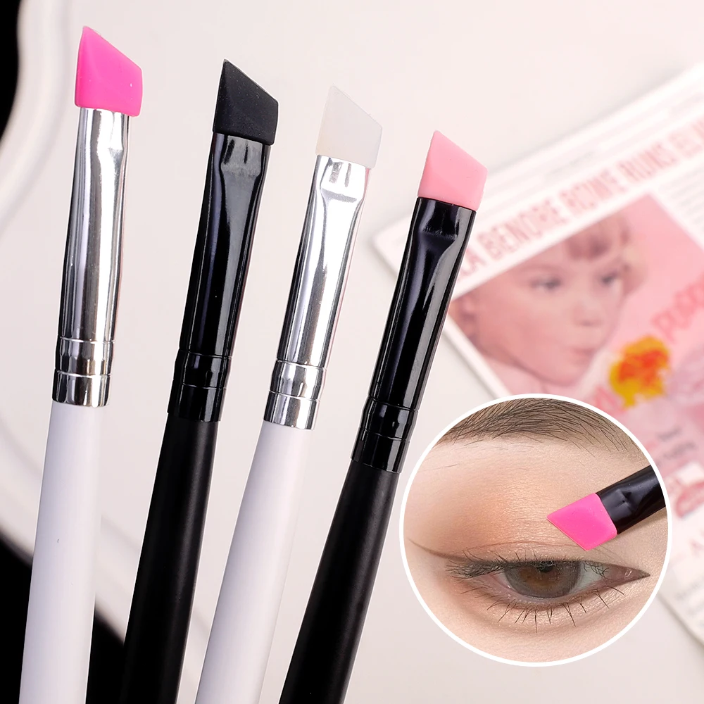 Silicone Lash Eyeliner Brush Dual-ended Upgrade Thin Fine Eyebrow Brushes Professional Angled Eyes Brow Make Up Cosmetic Tools