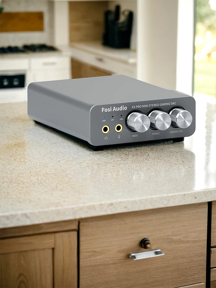 Fosi Audio K5 PRO USB Gaming DAC พร้อมไมโครโฟนเครื่องขยายเสียงหูฟัง Mini Audio DAC สําหรับ PS5 เดสก์ท็อป powered Active ลําโพง