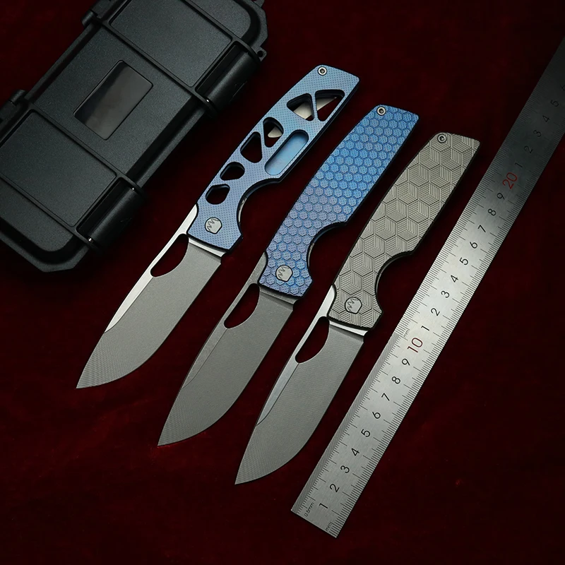 LEMIFSHE New Cedar Step Milled Blade Utility Folding Knife Titanium Handle Ceramic Bearings 154CM Kitchen Outdoor EDC Tool