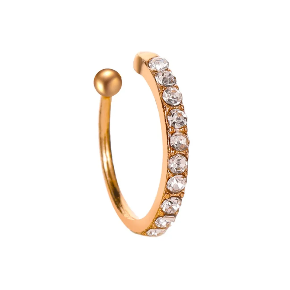1pc Fashion Helix Cartilage Full Diamond Earrings Silver Gold Clip On Ear Cuff Jewellery Unisex Non Piercing Ear Buckle Women