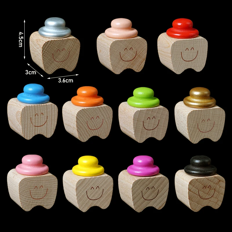 2pcs Cute Baby Wood Tooth Box Organizer Milk Teeth Storage Collect Teeth Umbilica Save Gifts Baby Souvenir Gifts