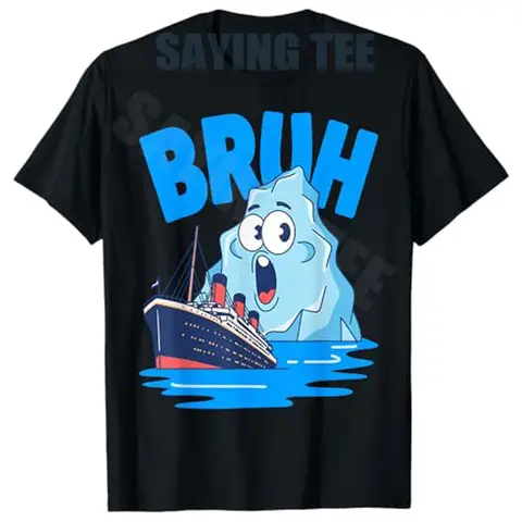 Funny Bruh Titanic 1912 - Cruise Ship Boys Fashion Titanic Iceberg T-Shirt Y2k Cute History Iceberg Cruise Vessel Streetwear Tee