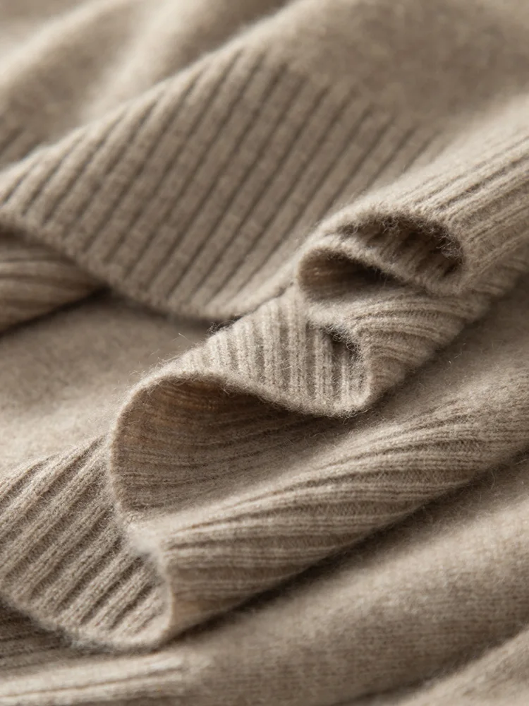 

High Quality Men Fall Winter 100% Cashmere Sweater POLO Neck Honeycomb Pullovers Smart Casual Cashmere Knitwear Warm Shirt Tops