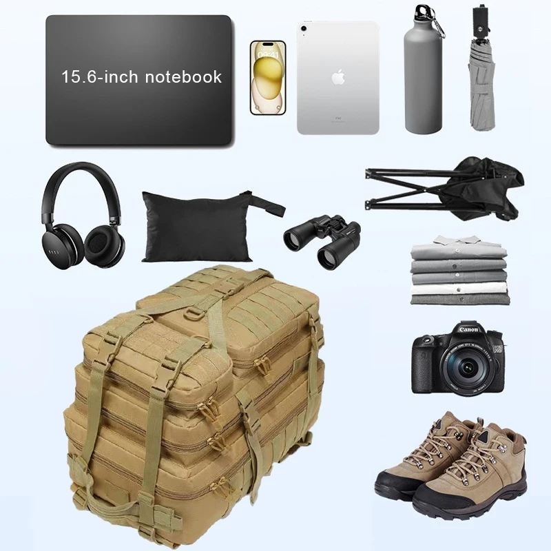 Mochila táctica MOLLE grande de asalto para senderismo ripstop - imagen 4