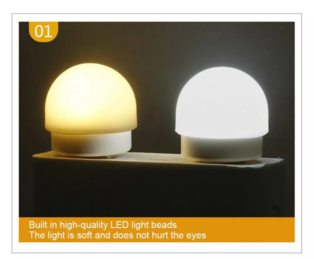 Mini USB Night Light Warm White Eye Protection Book Reading Light USB Plug Computer Mobile Power Charging LED Night Lamp