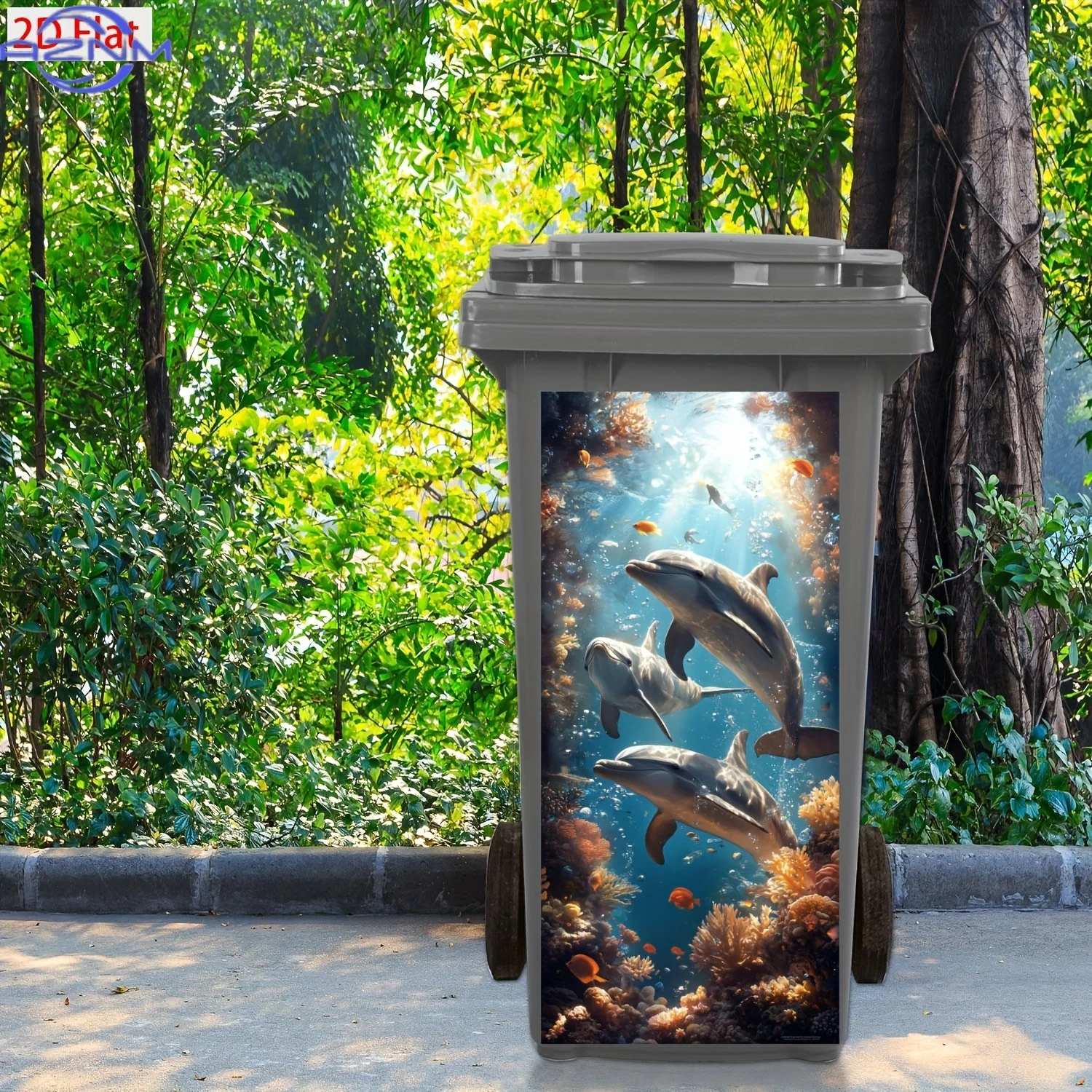 A Themed Sticker for a Marine World Trash Can, Made of Self-Adhesive Waterproof PVC, Moisture-Resistant, Suitable for Trash Ca