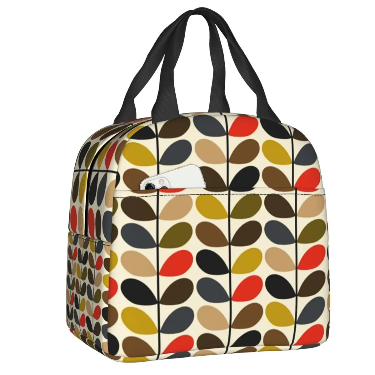 Orla Kiely Summer Flower Stem Resuable Lunch Boxes Women Waterproof Scandinavian Pattern Thermal Cooler Food Insulated Lunch Bag