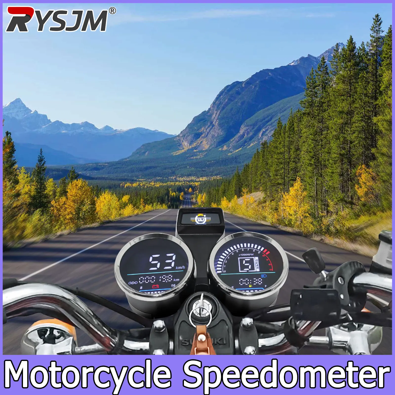 Digital Tachometer Motorcycle Speedometer MPH Km/h Hour Counter Speed Meter Odometer Gauge Gear Indicator Instrument for Suzuki
