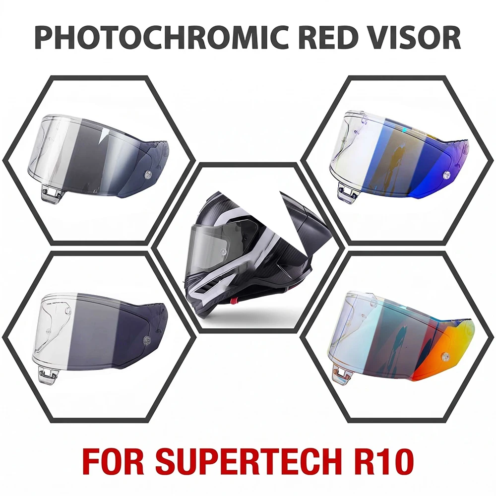 Photochromic Dark tea & red Visor FOR Alpinestars Supertech R10 Helmet Lens