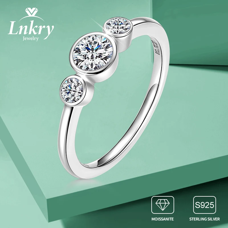 

Сертифицированные Lnkry кольца с муассанитом цвета D 5 мм и 3 мм Anillo Plata из стерлингового серебра 925 пробы с тремя камнями обручальное кольцо для женщин ювелирные изделия