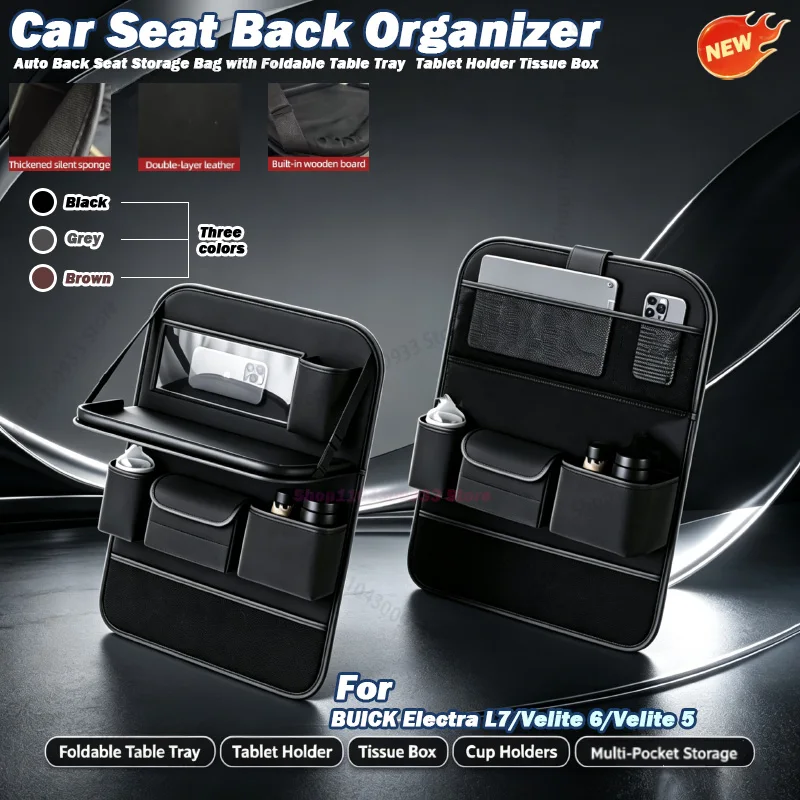 For BUICK Electra L7/Velite 6/Velite 5 Car Seat Back Organizer Auto Back Seat Storage Bag with Foldable Table Car Accessories