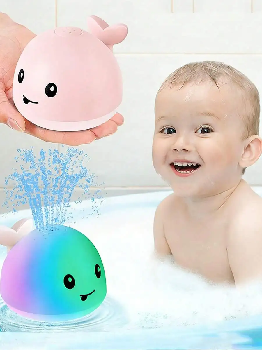 

Glowing Whale Infant Bath Toy, Baby Swimming Pool Water Table Fountain Spray Toys